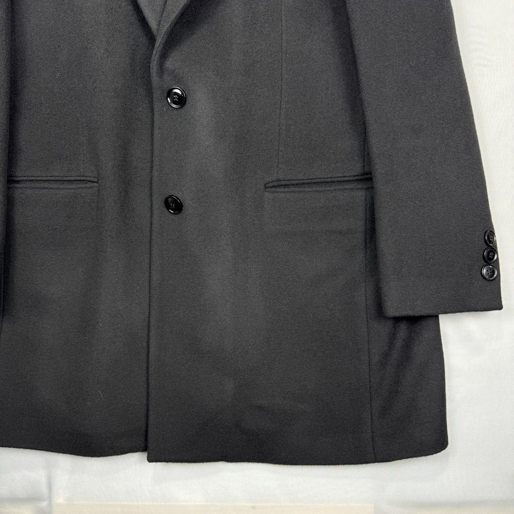 Veno Giovanni Wool Top Coat Black Size 2XL 48 Mens 3/4 Length Overcoat Jacket - Picture 6 of 14